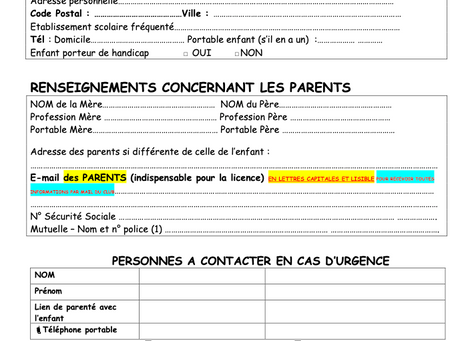 Dossier d'inscription 21/22