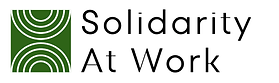 Solidarity at Work is written in black letters next to a square logo that is green split with two u shapes. 