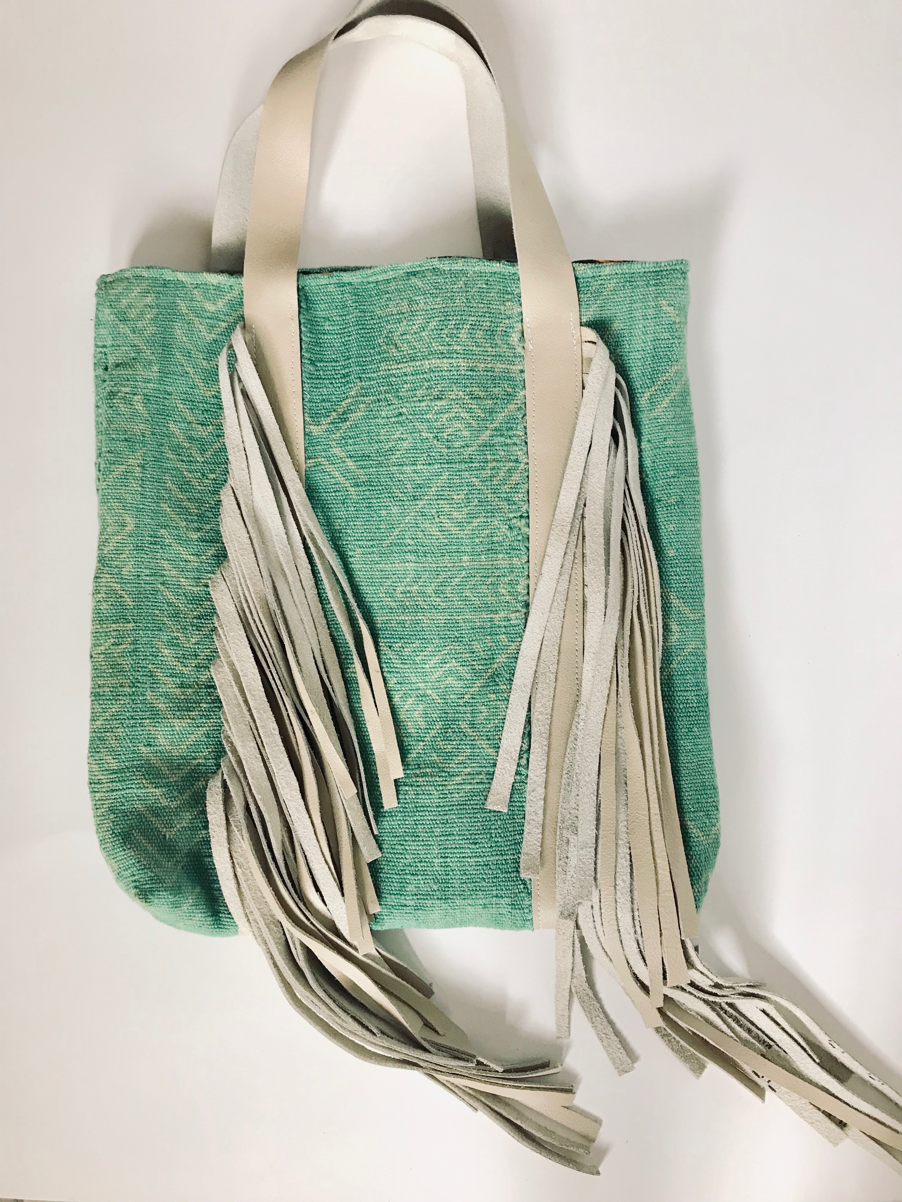 Kravitz Tote in Green Mudcloth