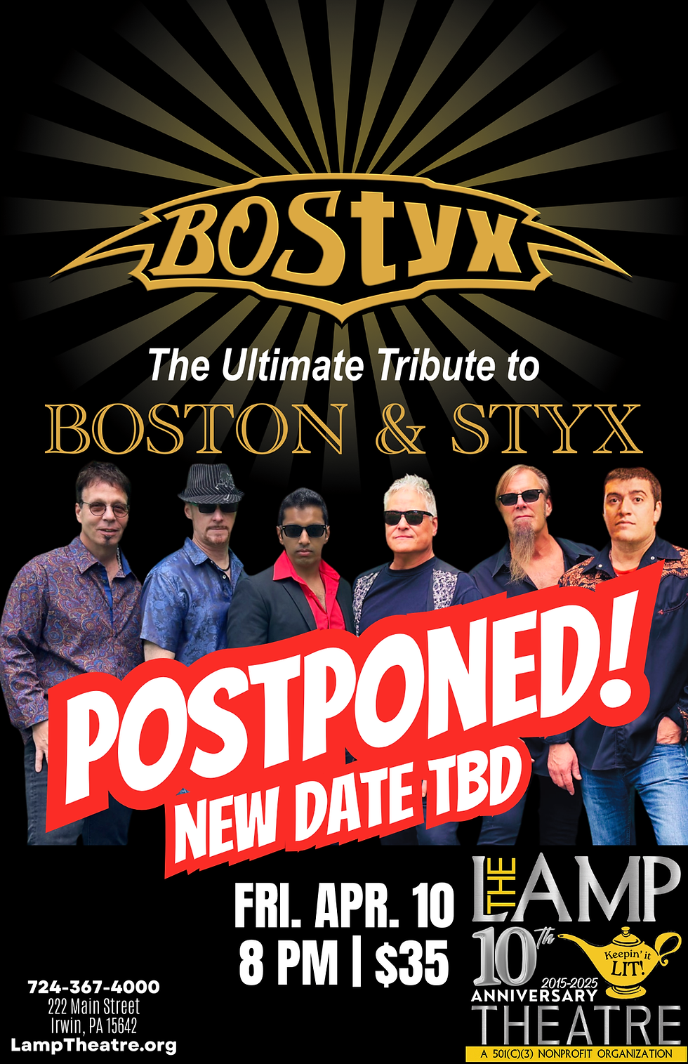POSTPONED: Bostyx:Boston & Styx Tribute