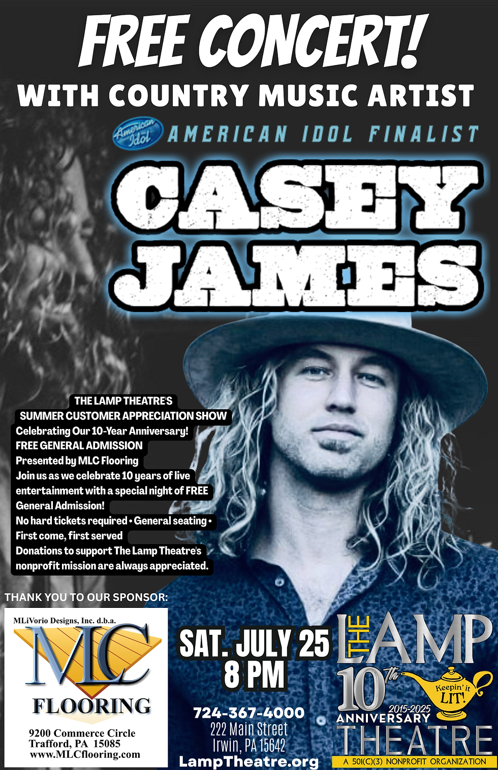Casey James FREE CONCERT sponsored by MLC Flooring