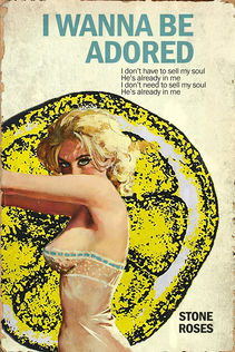 Artwork for The Stone Roses song I Wanna Be Adored featuring a retro female figure and yellow circular backdrop