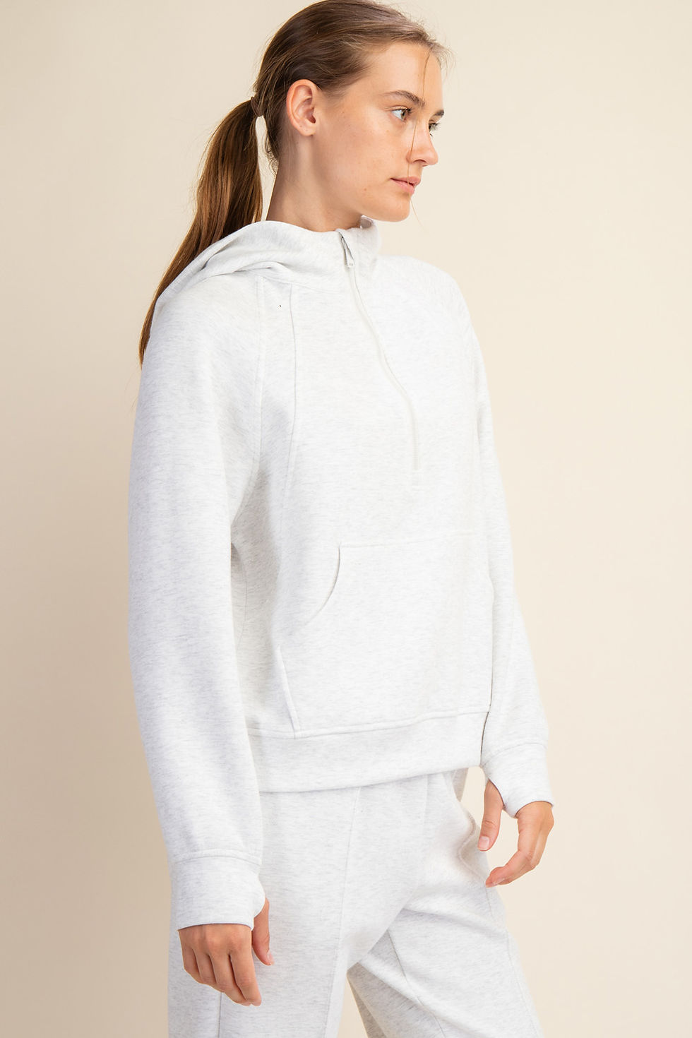 Thumbnail: Sensationally Soft Hooded Quarter Zip Jacket