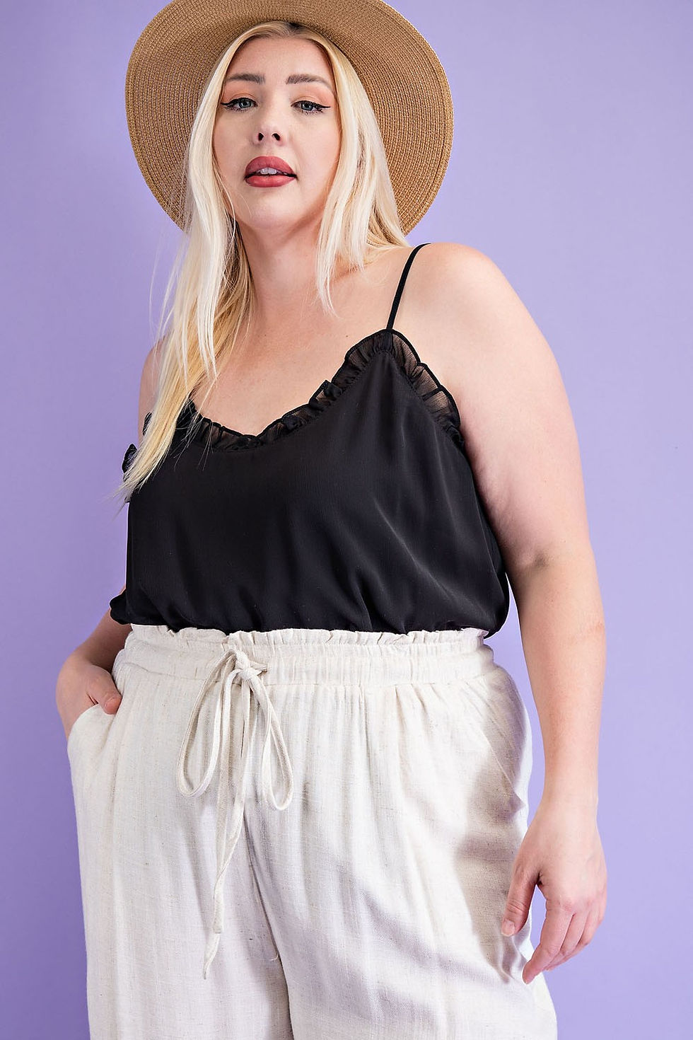 Thumbnail: Ruffle Trim Cami Tank Top Curves