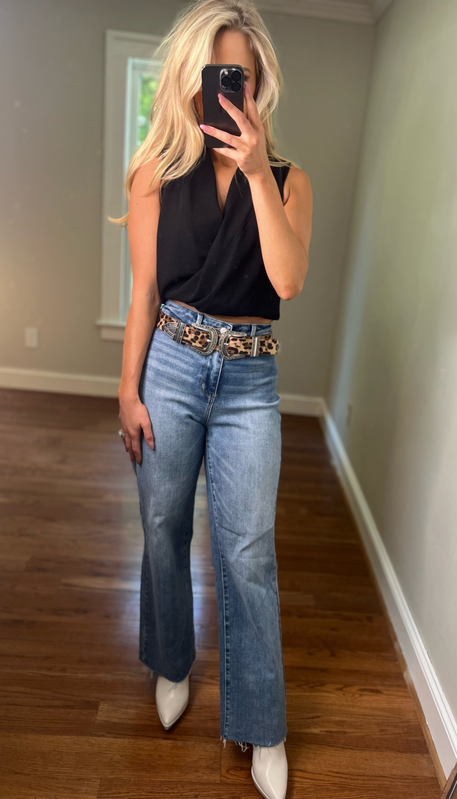 Judy Blue High Waisted Raw Hem Trouser Wide Leg Jean