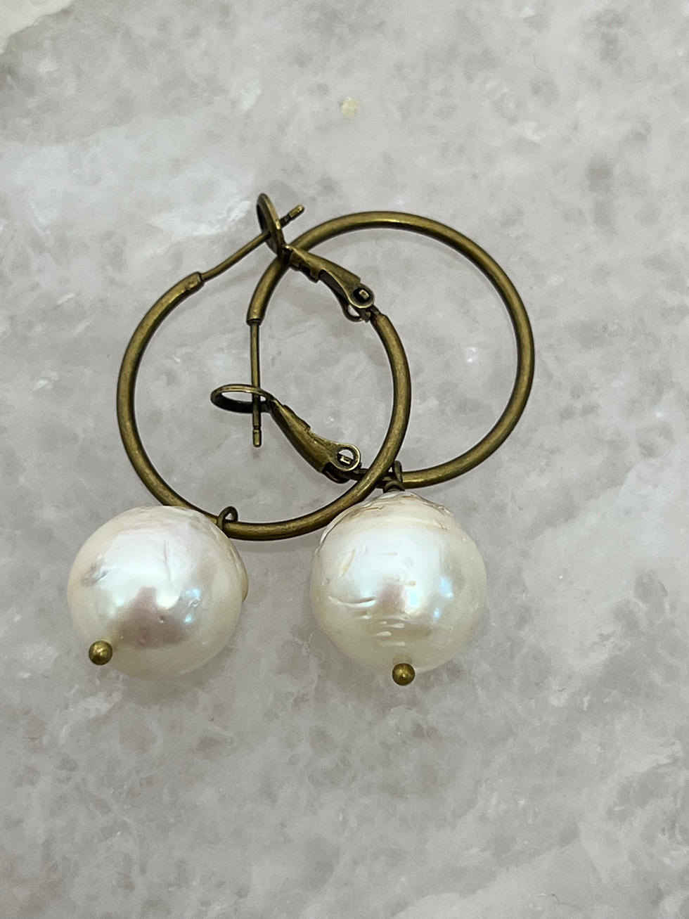 Brass Hoop with Pearl Drop