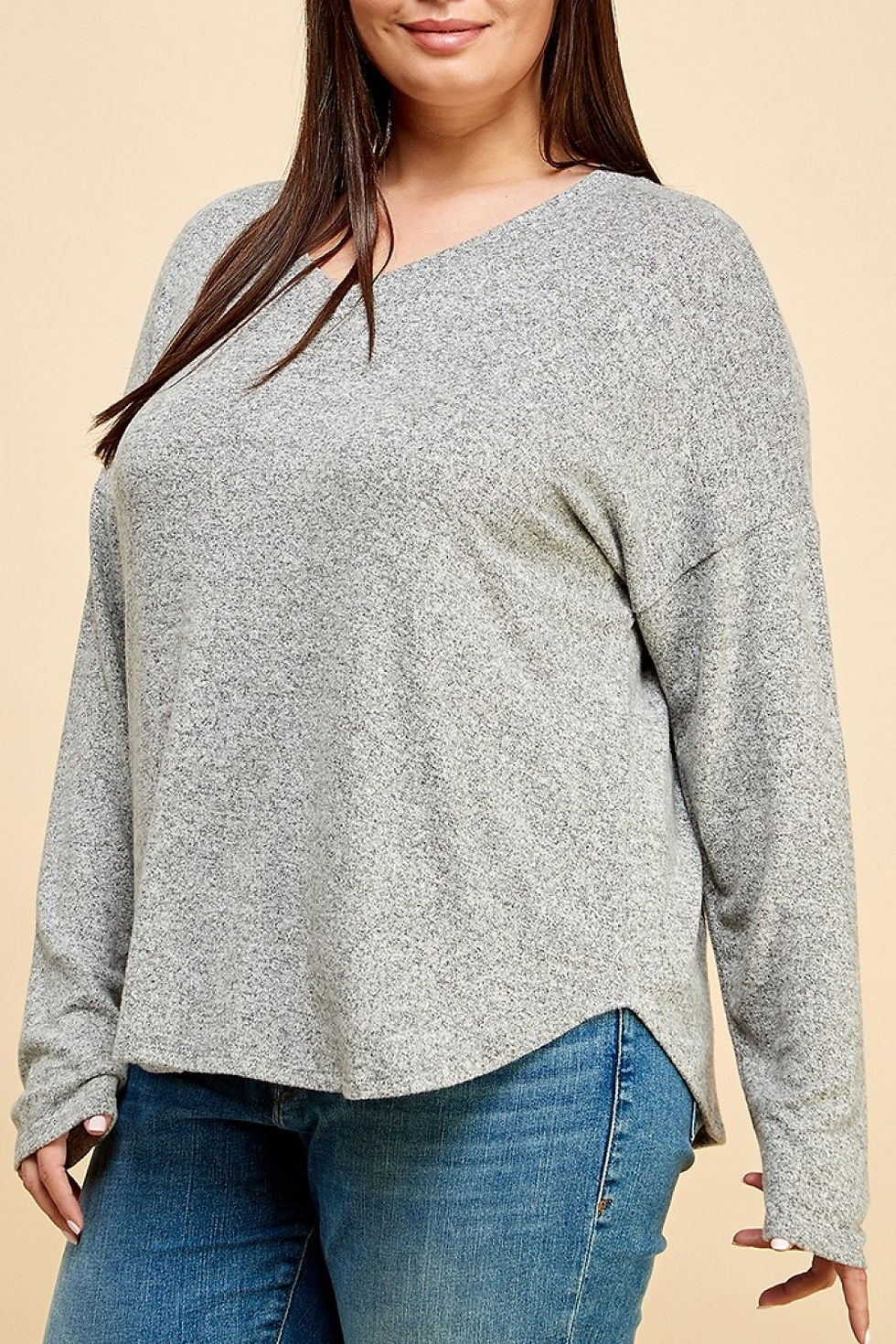 Thumbnail: L/S V-neck Brushed Hacci Curves