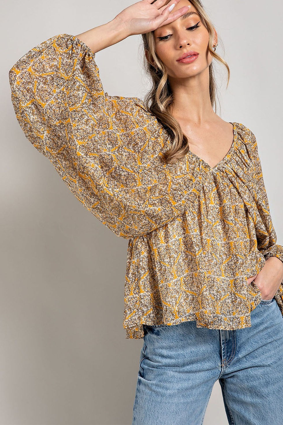 Thumbnail: V-Neck Long Sleeve Blouse Top