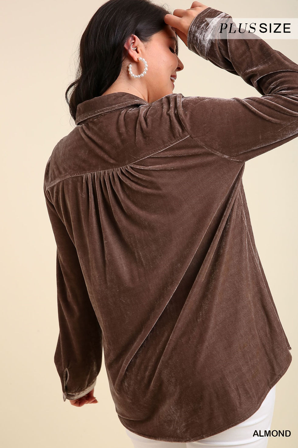 Thumbnail: Velvet Button Up Top with Pockets Curves