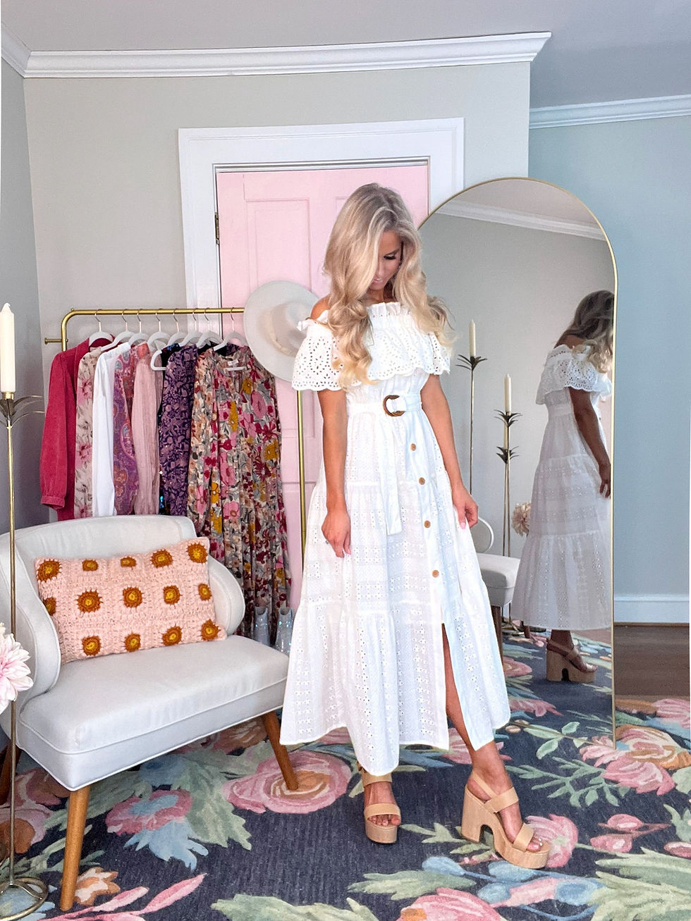 Thumbnail: Whispers of Romance Eyelet Maxi Dress