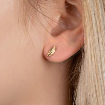 Miniature : BOUCLES D'OREILLES PLAQUE OR PLUME POUSSETTES