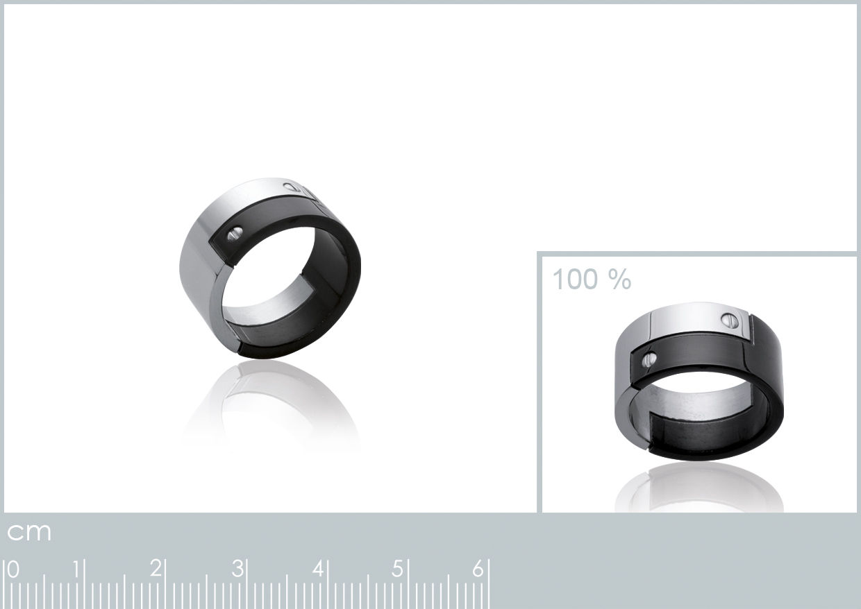 BAGUE ACIER ET RUTHENIUM