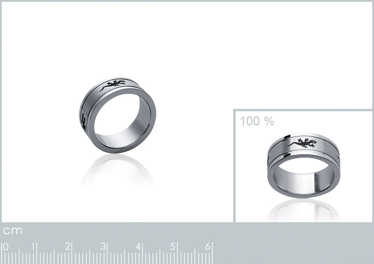 BAGUE ACIER MIXTE MOTIF SALAMANDRE