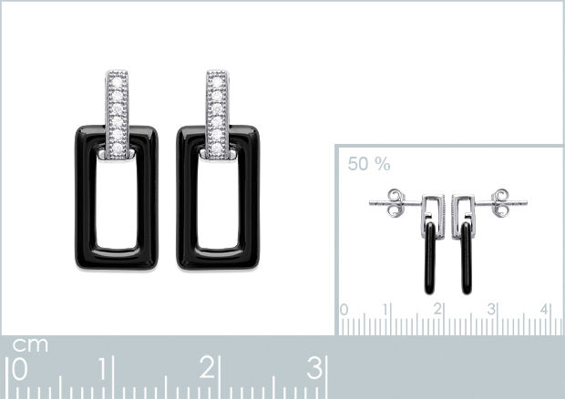 Miniature : PENDENTIF ARGENT ET CERAMIQUE NOIRE RECTANGLE