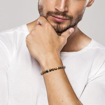 Miniature : BRACELET ACIER ET PIERRES OEIL DE TIGRE