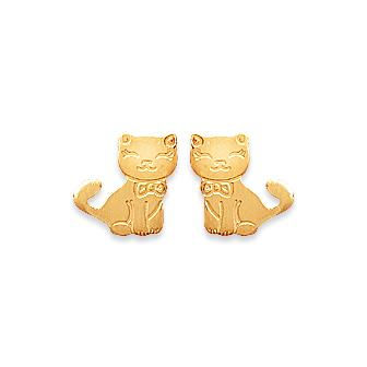 Miniature : BOUCLES D'OREILLES PLAQUE OR CHAT NOEUD