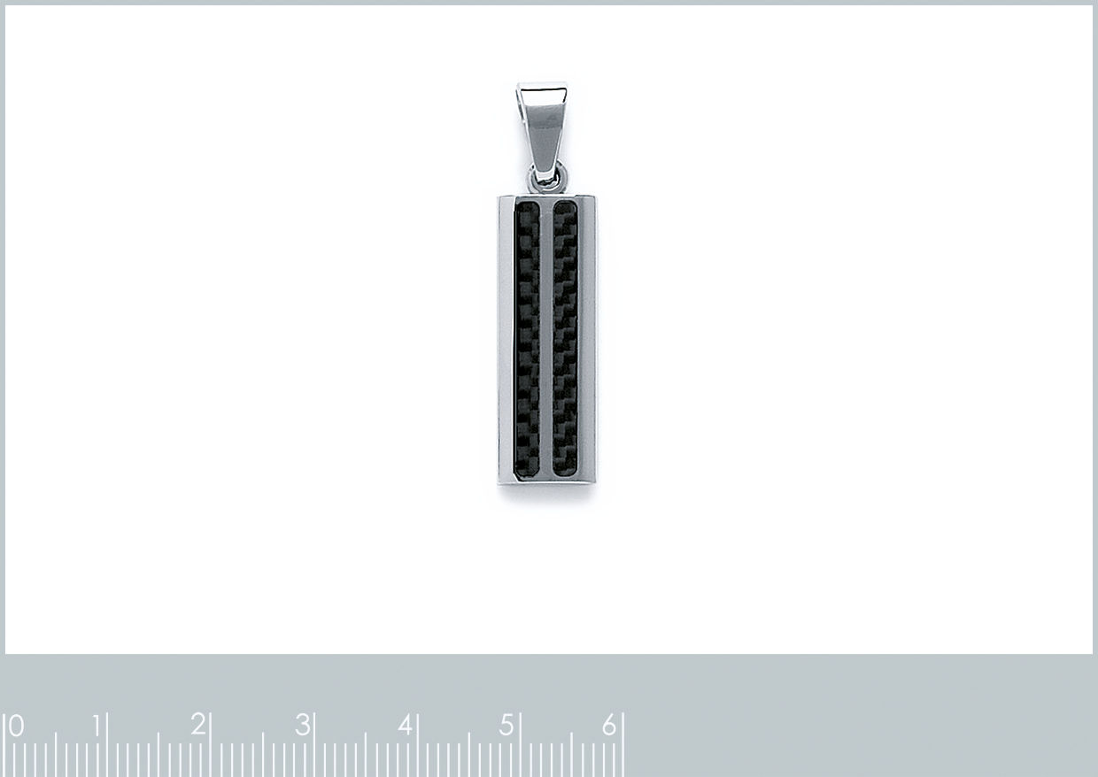 PENDENTIF ACIER 2 BANDES CARBONE MODELE 2