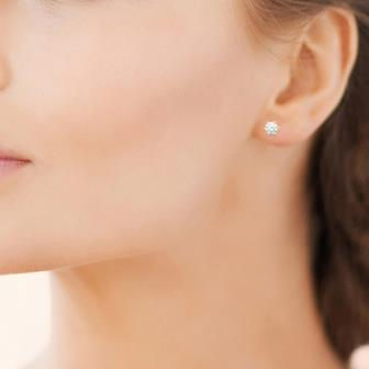 Miniature : BOUCLES D'OREILLES PLAQUE OR ZIRCO 6 GRIFFES