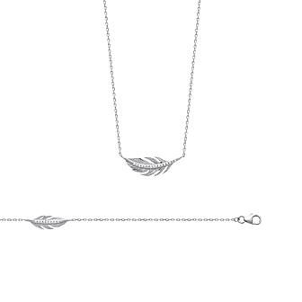 Miniature : PARURE 2 PIECES - COLLIER ET BRACELET ARGENT ZIRCOS PLUME