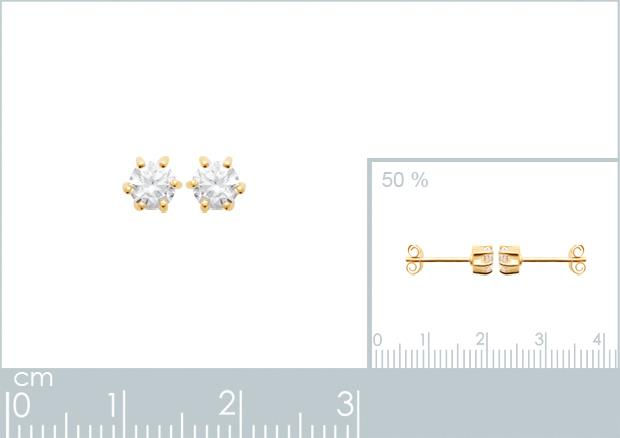 Miniature : BOUCLES D'OREILLES PLAQUE OR ZIRCO 6 GRIFFES