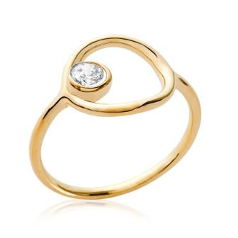 Miniature : BAGUE PLAQUE OR ROND ZIRCO COTE