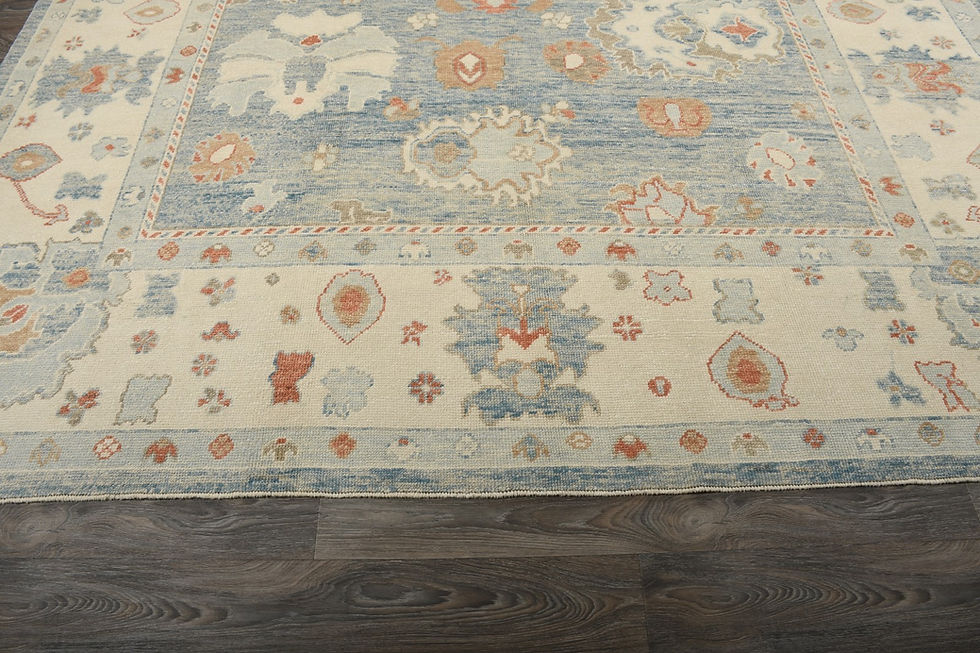 Thumbnail: 10x14 Beige Turkish Oushak Wool Rug