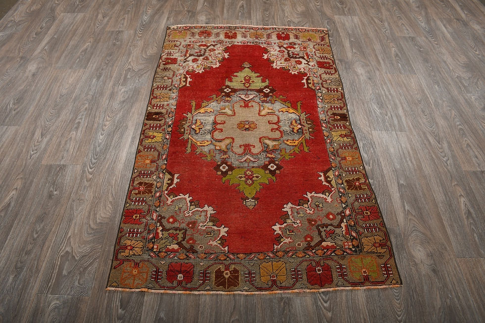 Thumbnail: 4x6 Red Semi-Antique Turkish Wool Rug