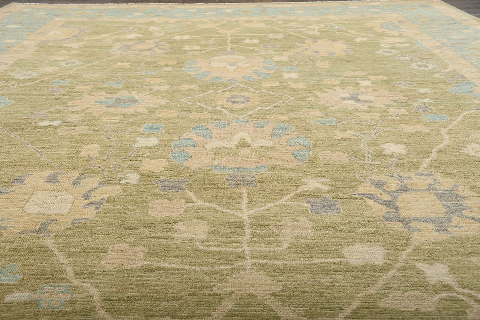 Thumbnail: 9x12 Beige Turkish Oushak Wool Rug