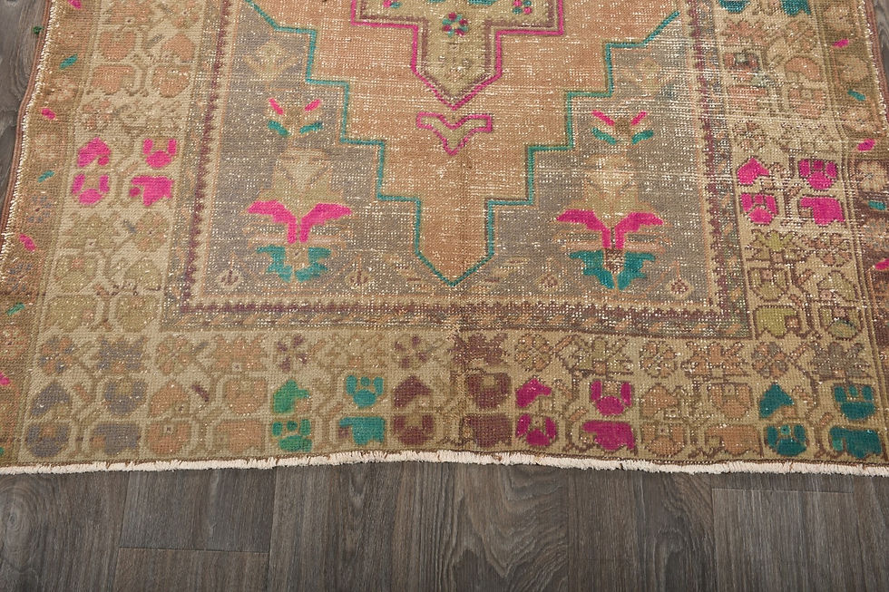 Thumbnail: 4x9 Beige Semi-Antique Turkish Anatolian Wool Rug
