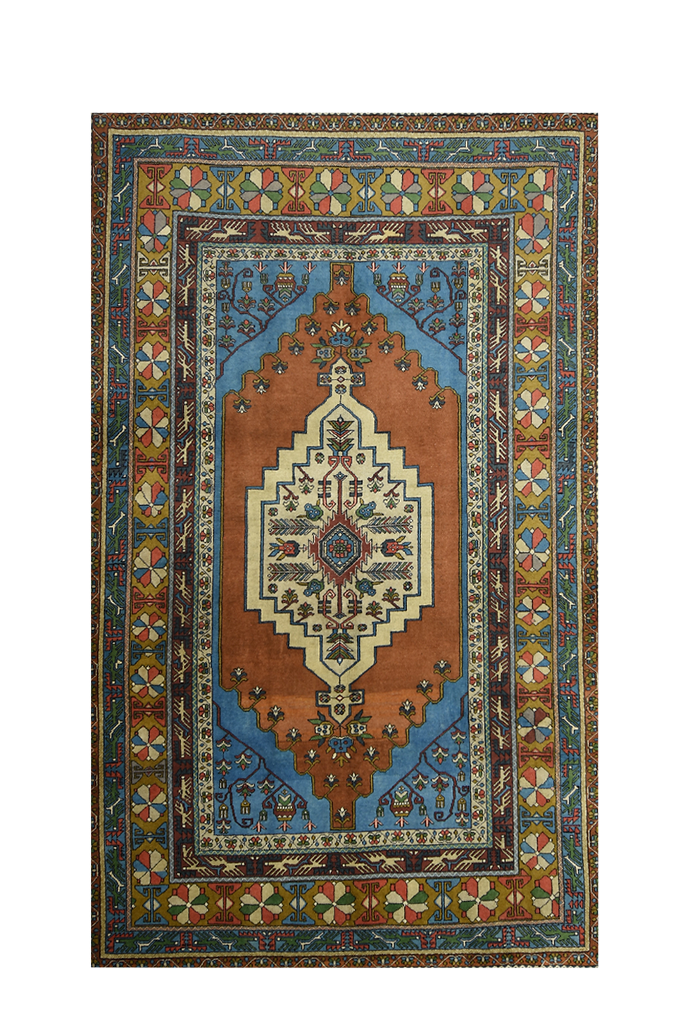Splendid 7x9 Blue Oushak Turkish Area Rug