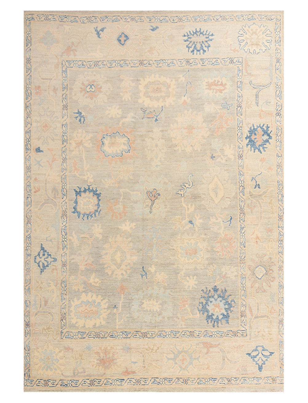 8x10 Beige Turkish Oushak Wool Rug #1250