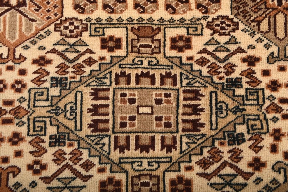Thumbnail: 5x8 Beige Turkish Wool Rug