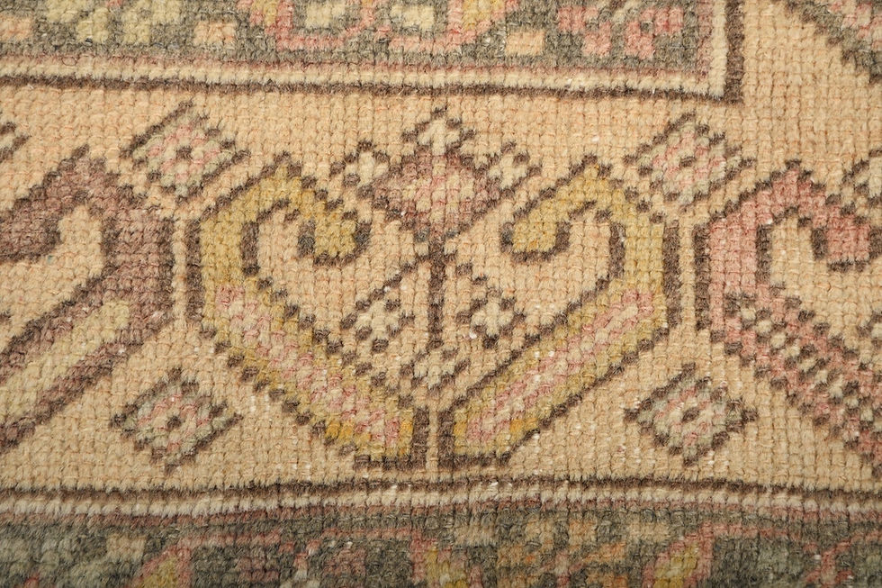 Thumbnail: 4x9 Vintage Turkish Rug Handmade Beige Wool Anatolian Area Rug Home Decor