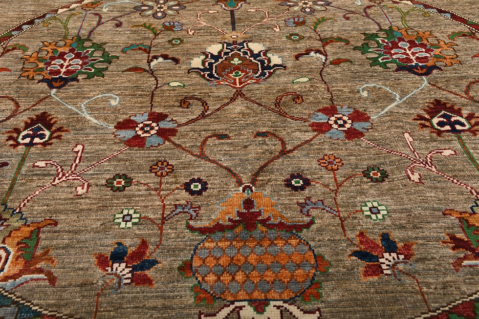 Thumbnail: 5x5 Beige Turkish Kazak Wool Rug