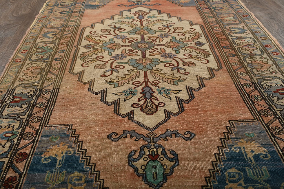 Thumbnail: 4x9 Beige Semi-Antique Turkish Anatolian Wool Rug