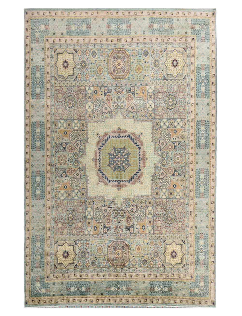 8x10 Beige Afghan Wool Rug