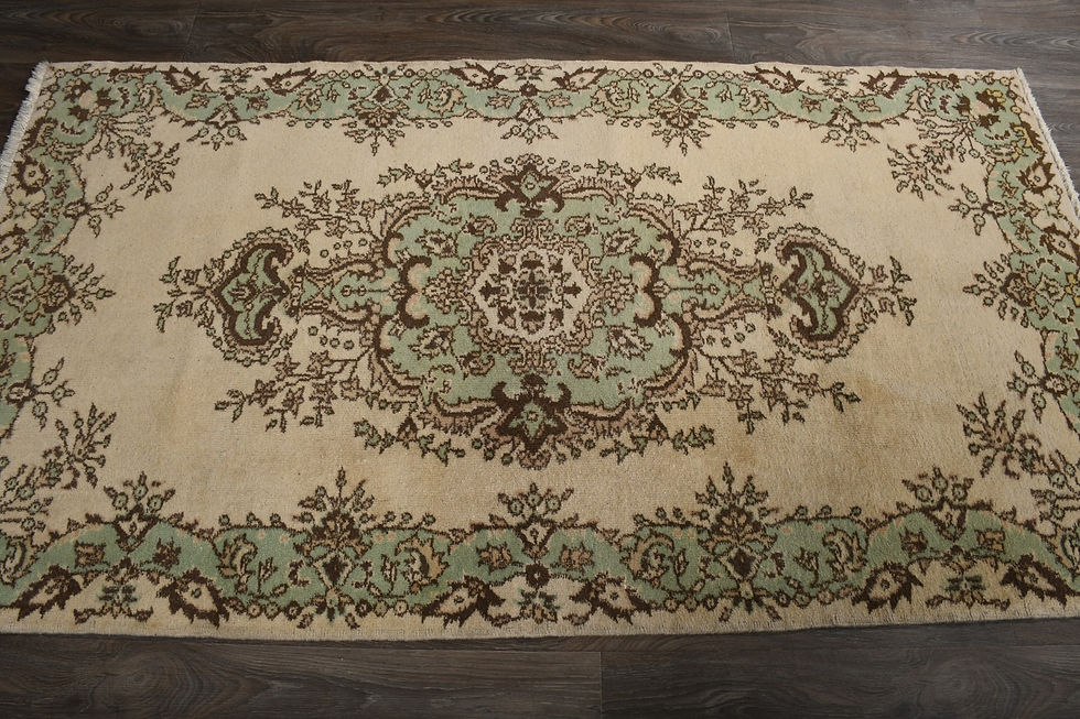 Thumbnail: 4x7 Beige Turkish Wool Rug