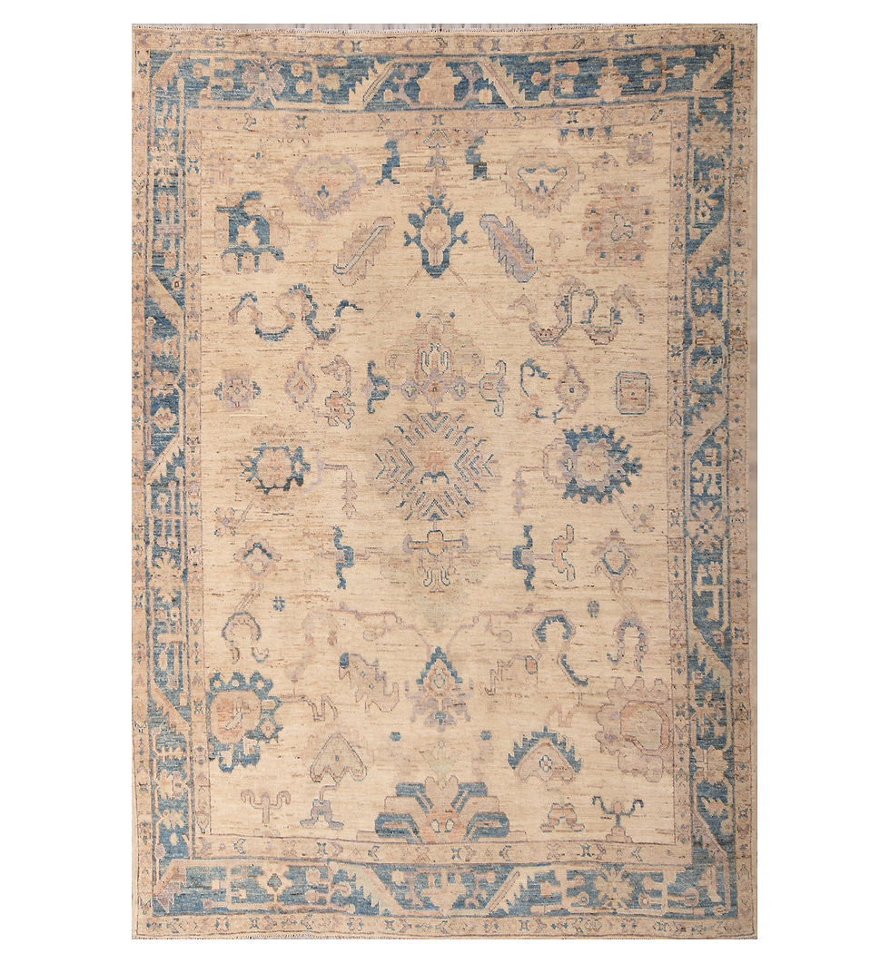 Thumbnail: 9x10 Beige Turkish Oushak Wool Rug