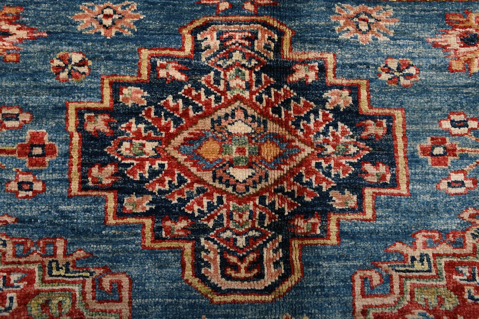 Thumbnail: 9x10 Blue Afghan Kazak Wool Rug
