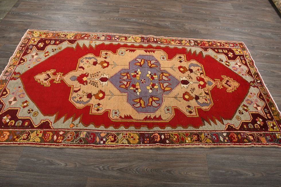 Thumbnail: 4x8 Red Semi-Antique Turkish Anatolian Wool Rug