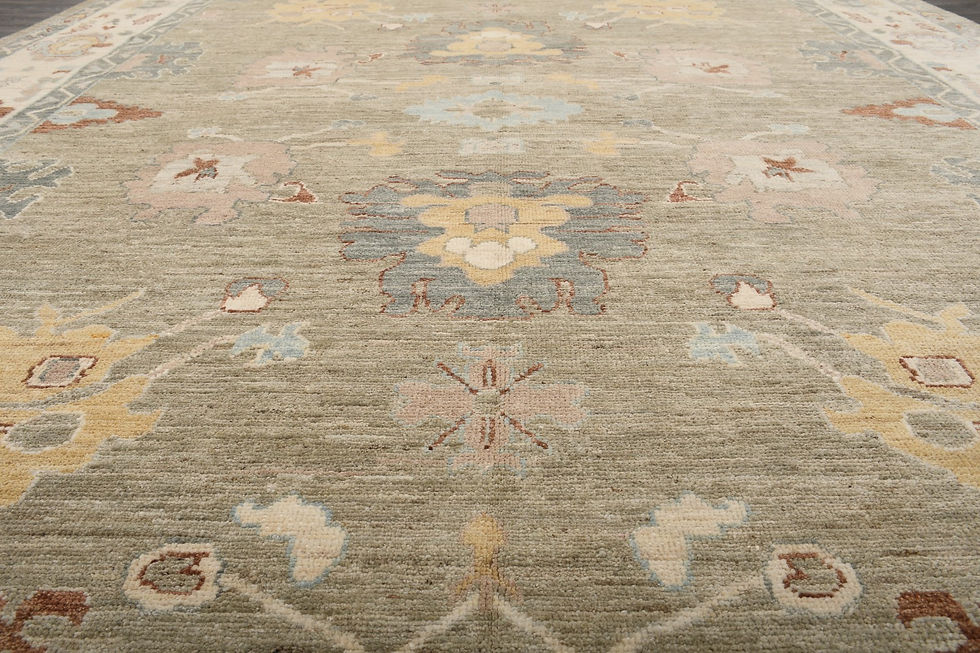 Thumbnail: 9x12 Beige Turkish Oushak Wool Rug