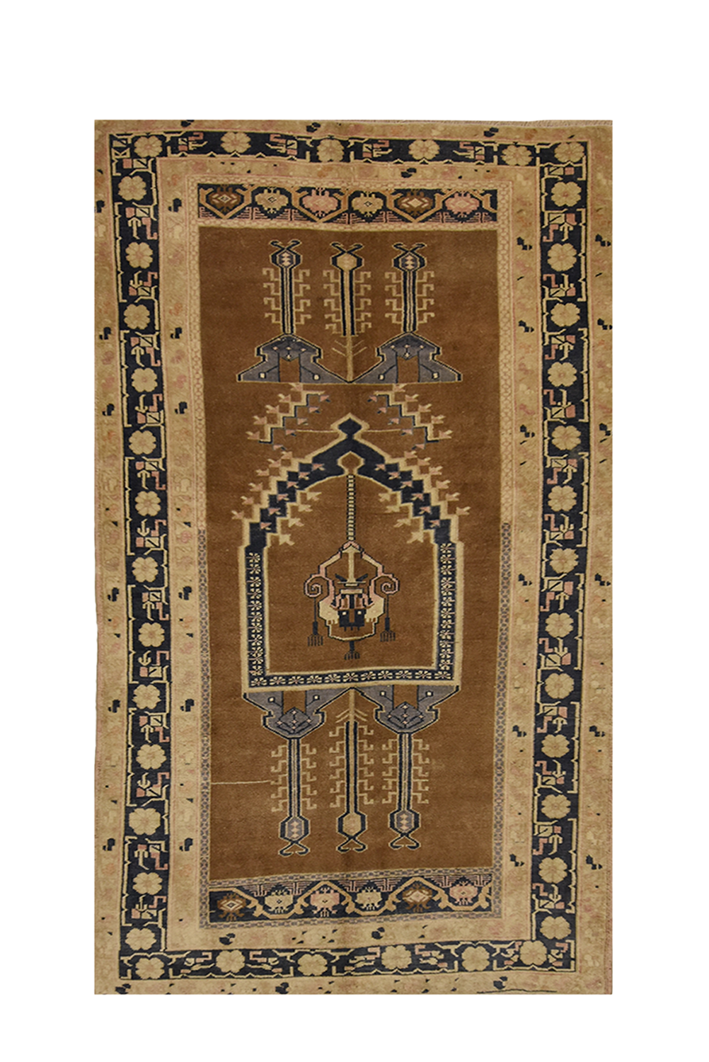 Brown 5x9 Oushak Turkish Antique Rug
