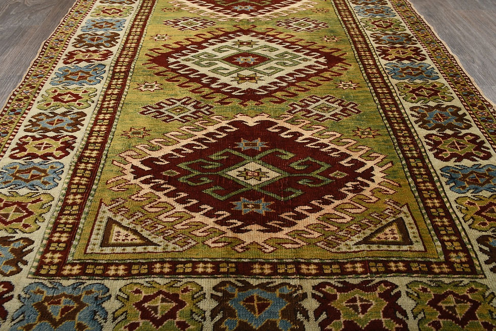 Thumbnail: Vintage Turkish Green Rug 4x6 Handmade Wool Anatolian Area Rug 1106