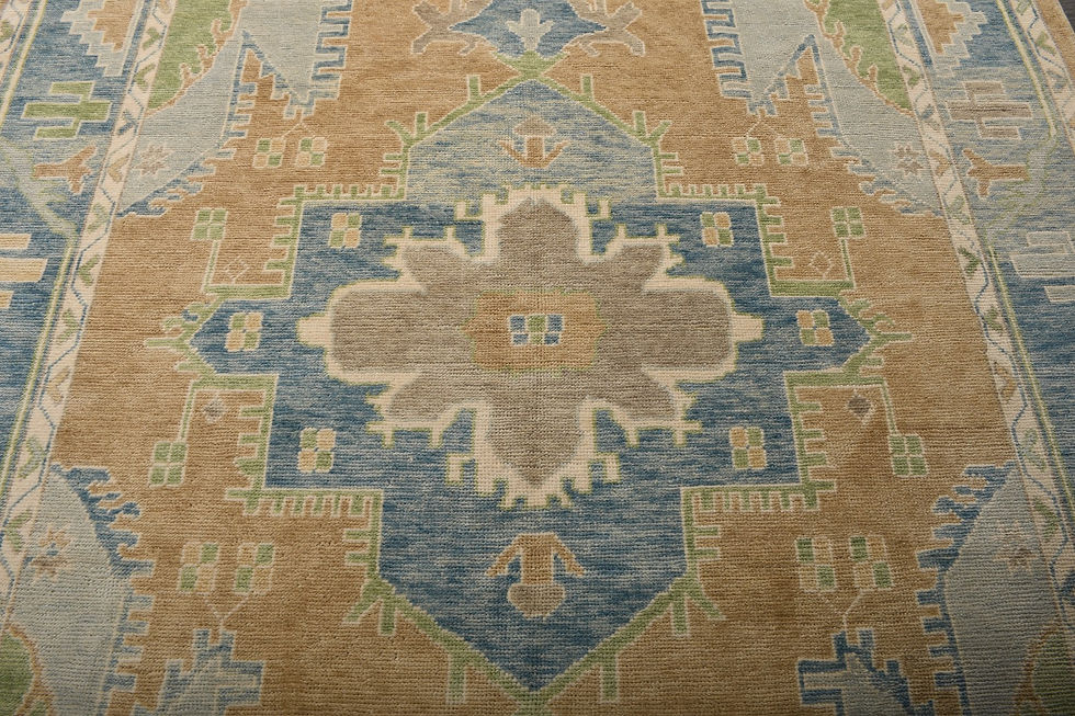 Thumbnail: 8x11 Beige Turkish Oushak Wool Rug