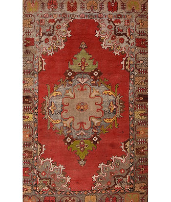 4x6 Red Semi-Antique Turkish Wool Rug