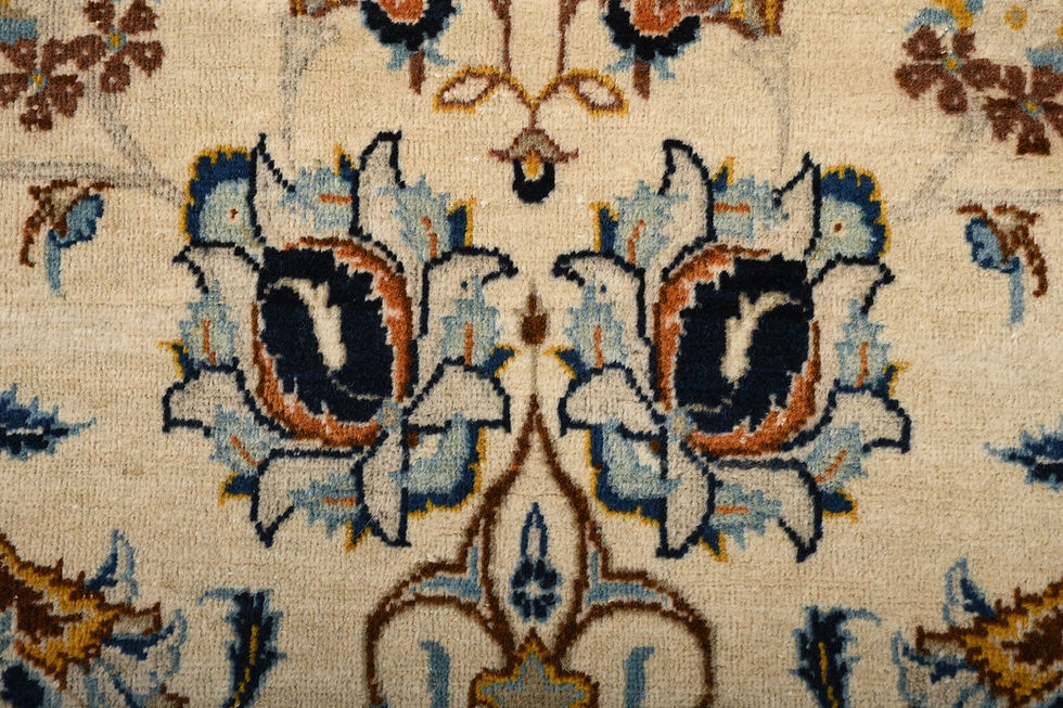 Thumbnail: 10x15 Beige Semi-Antique Persian Kashan Wool Rug