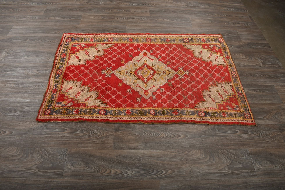 Thumbnail: Vintage 3x5 Red Turkish Oushak Wool Handmade Area Rug Traditional Carpet