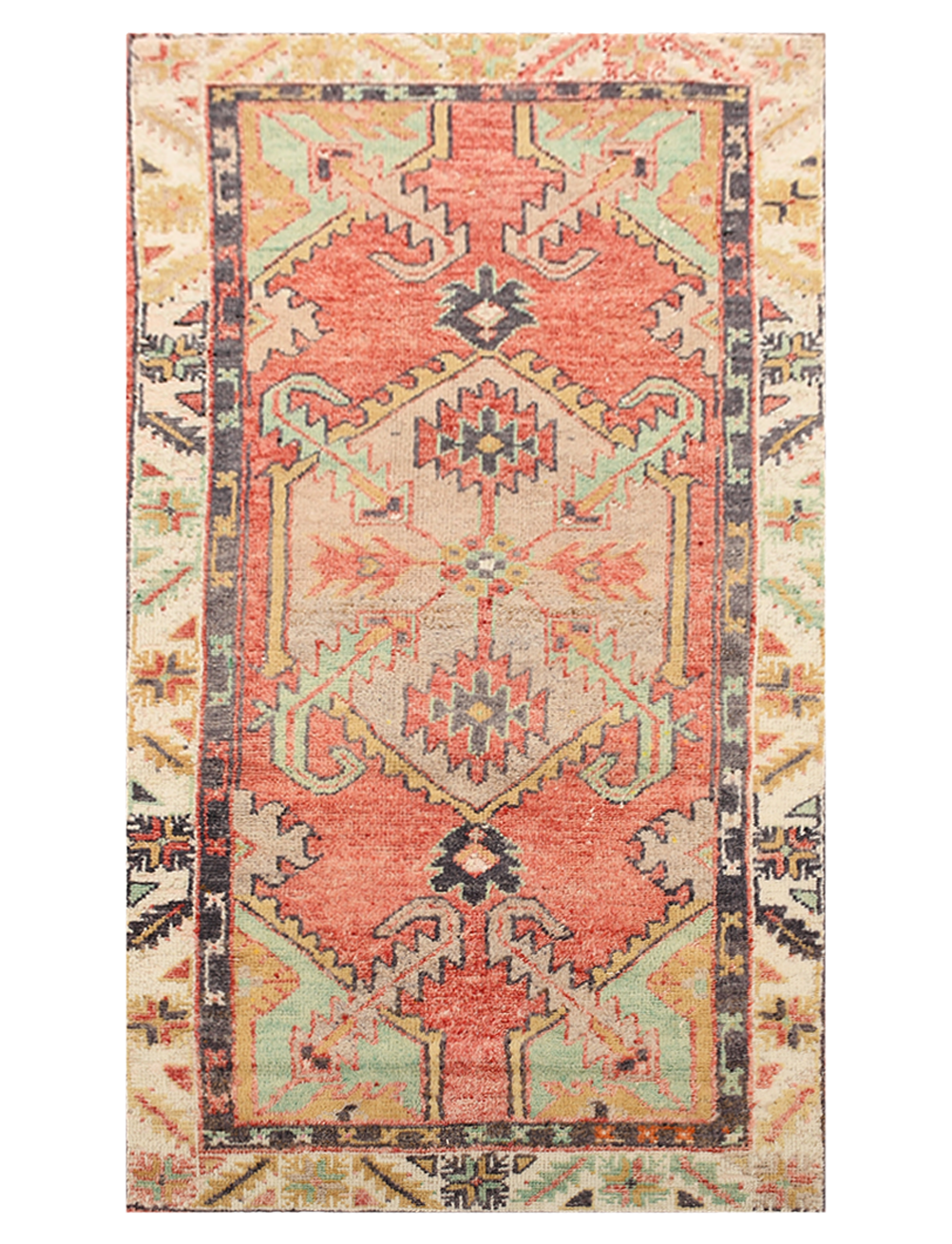 3x6 Orange Vintage Turkish Runner, Hand-Knotted Wool Hallway Oushak Rug