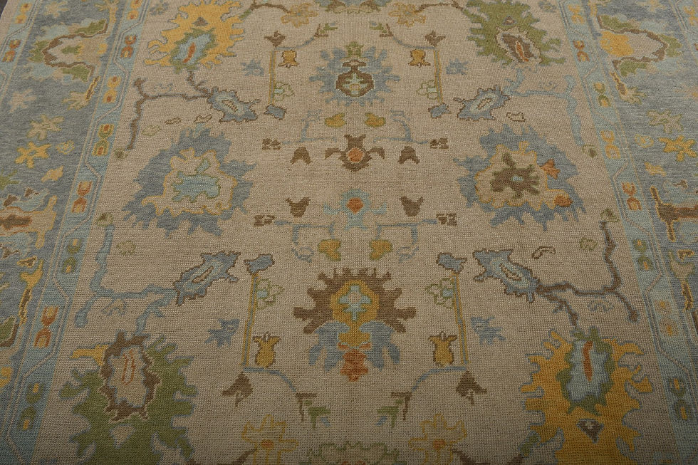 Thumbnail: 8x10 Beige Turkish Oushak Wool Rug