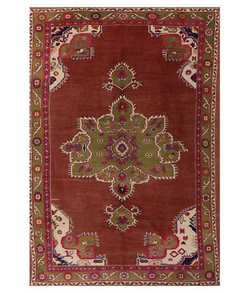 5x8 Red Semi-Antique Turkish Oushak Wool Rug